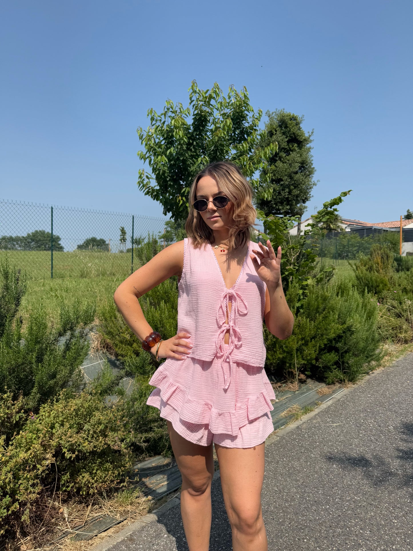 Jupe-short rose Louane