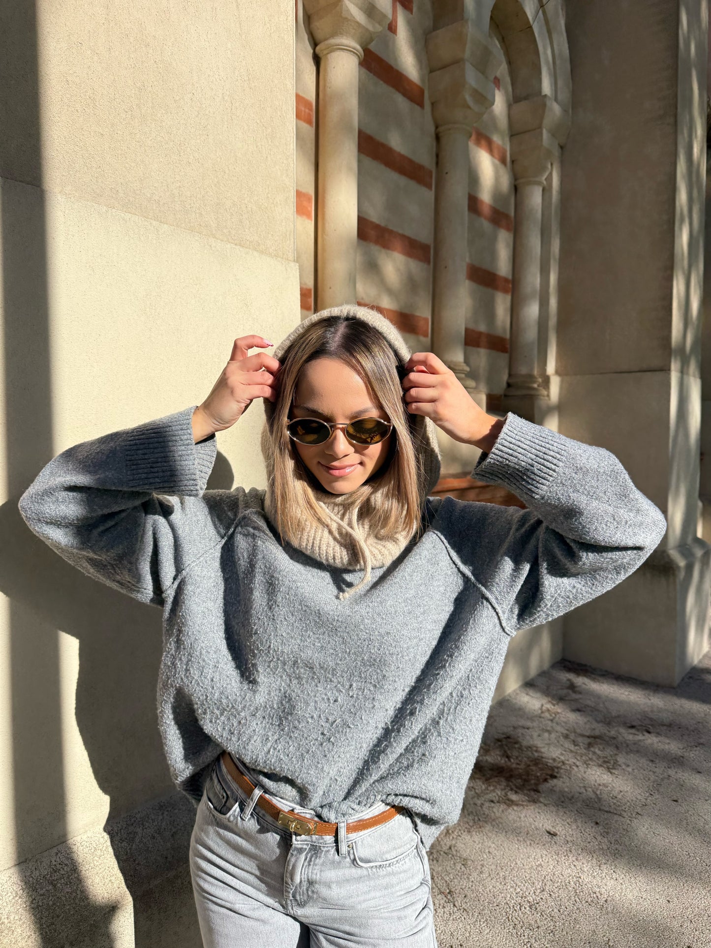 CAGOULE COTELÉE EN LAINE BEIGE