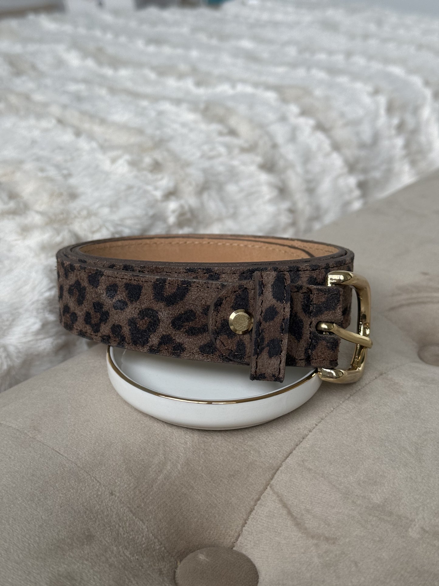 Ceinture LÉOPARD 100% cuir marron