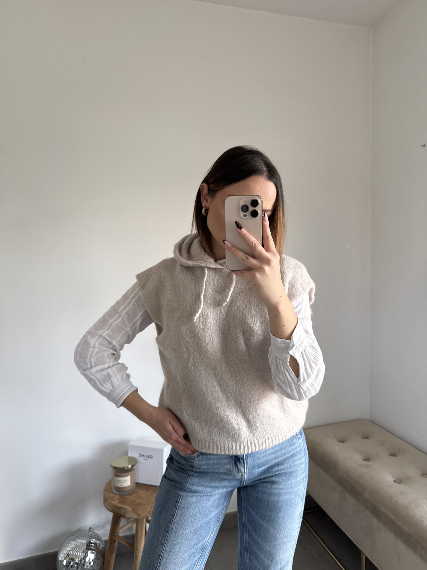 Pull sans manches à capuche SASHA
