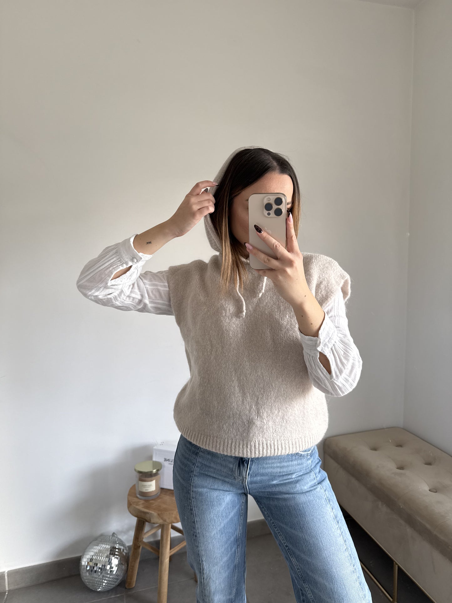 Pull sans manches à capuche SASHA