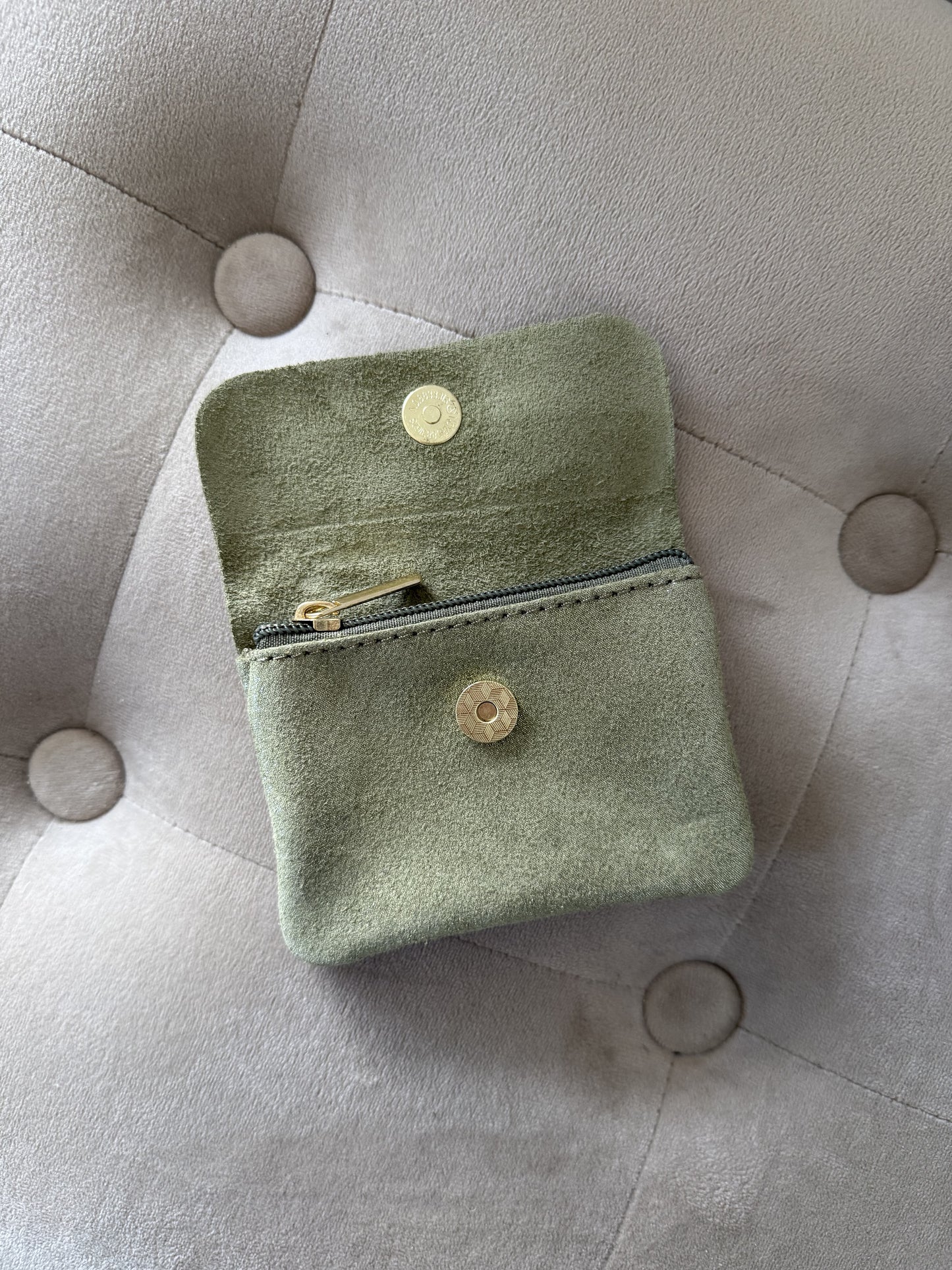 PORTE MONNAIE KAKI 100% CUIR