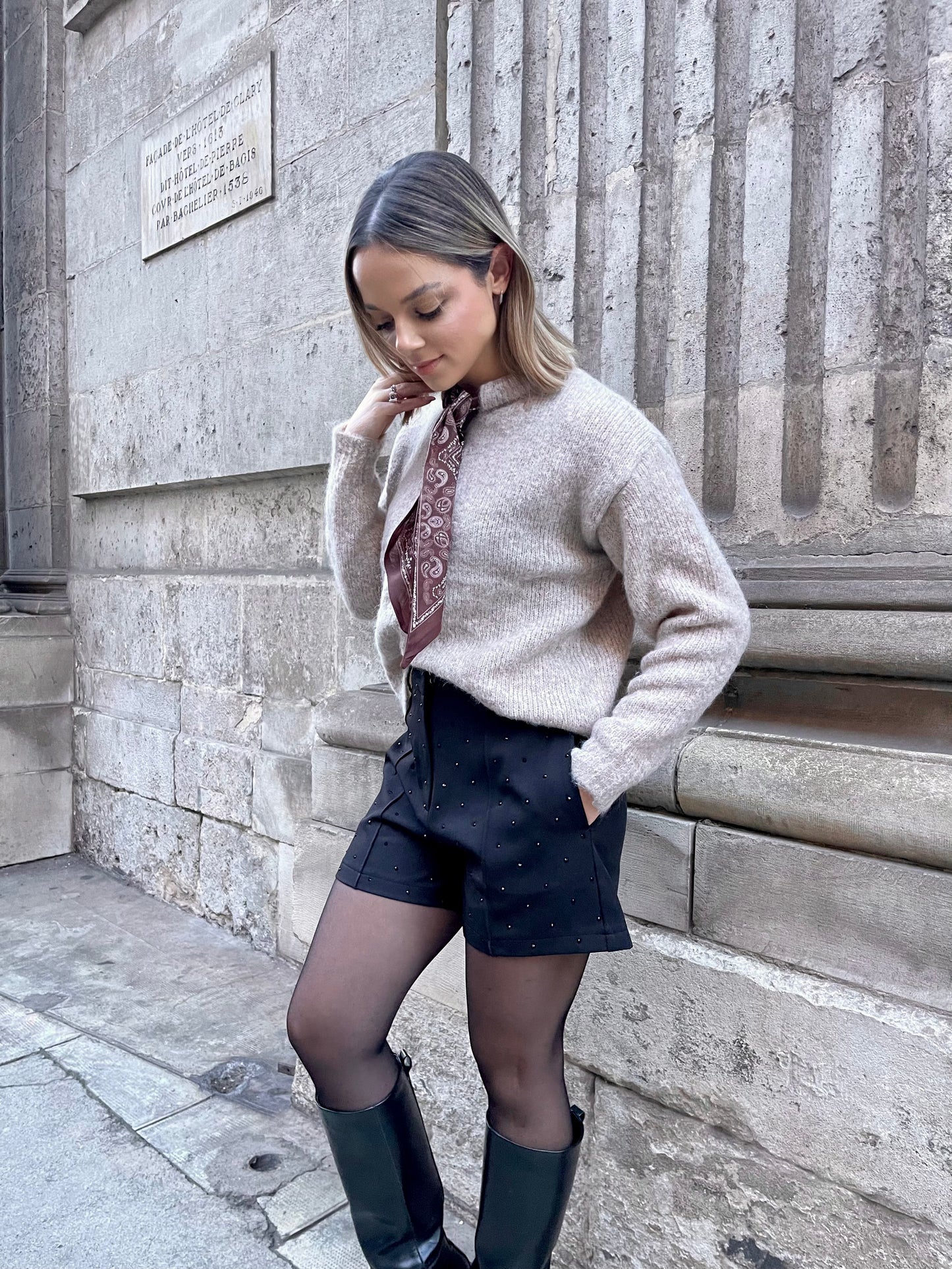 SHORT À STRASS MILA NOIR