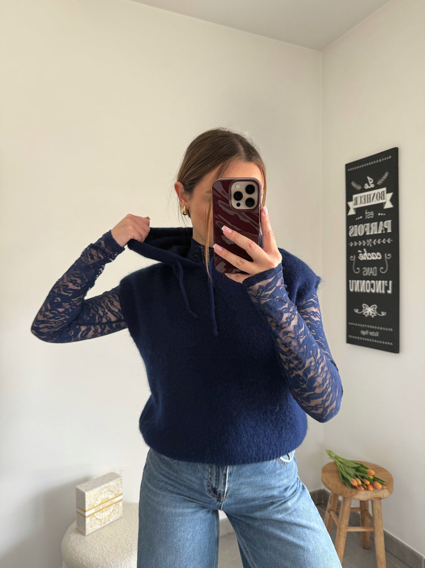Pull sans manches à capuche SASHA
