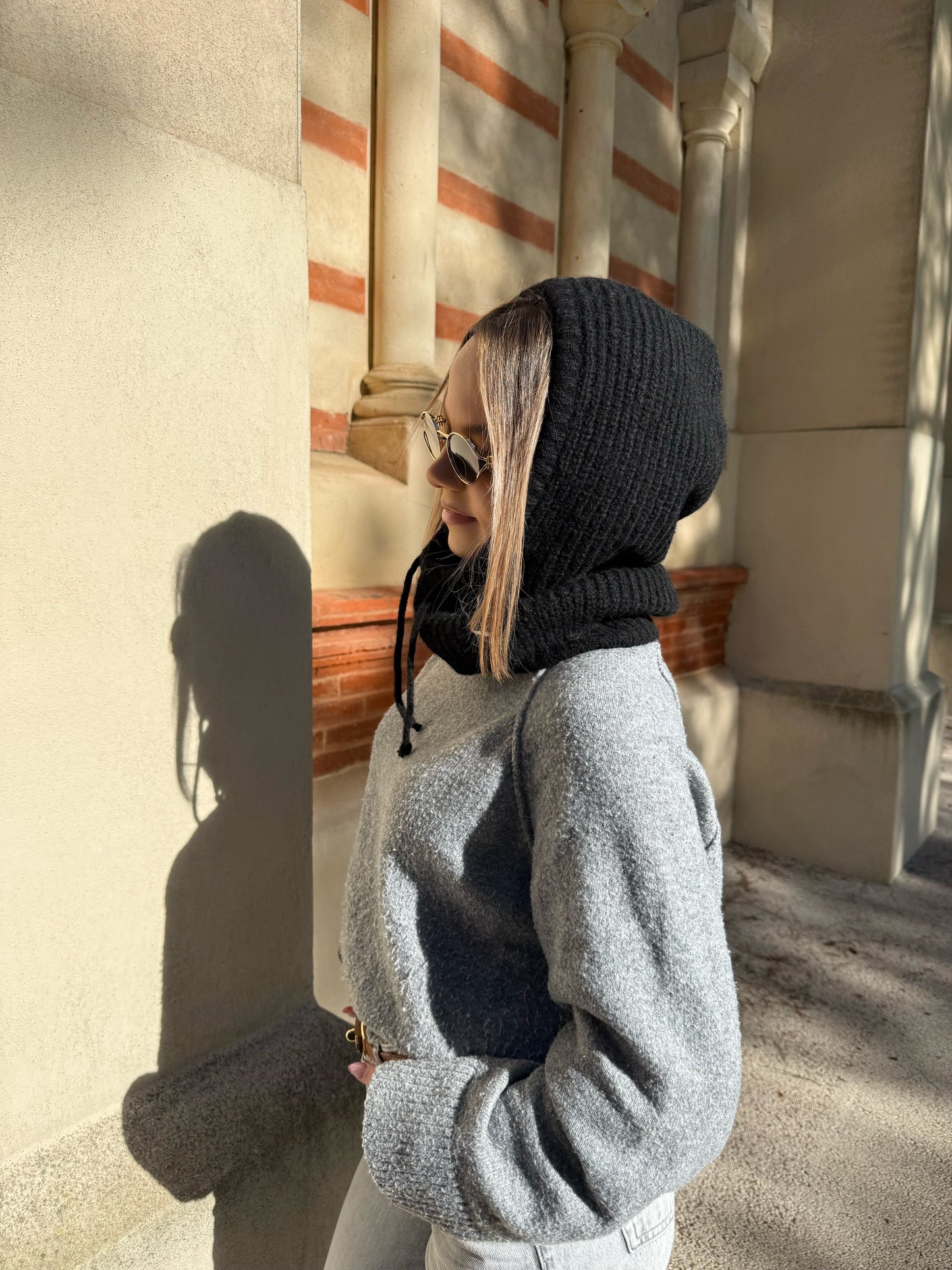 CAGOULE COTELÉE EN LAINE NOIRE