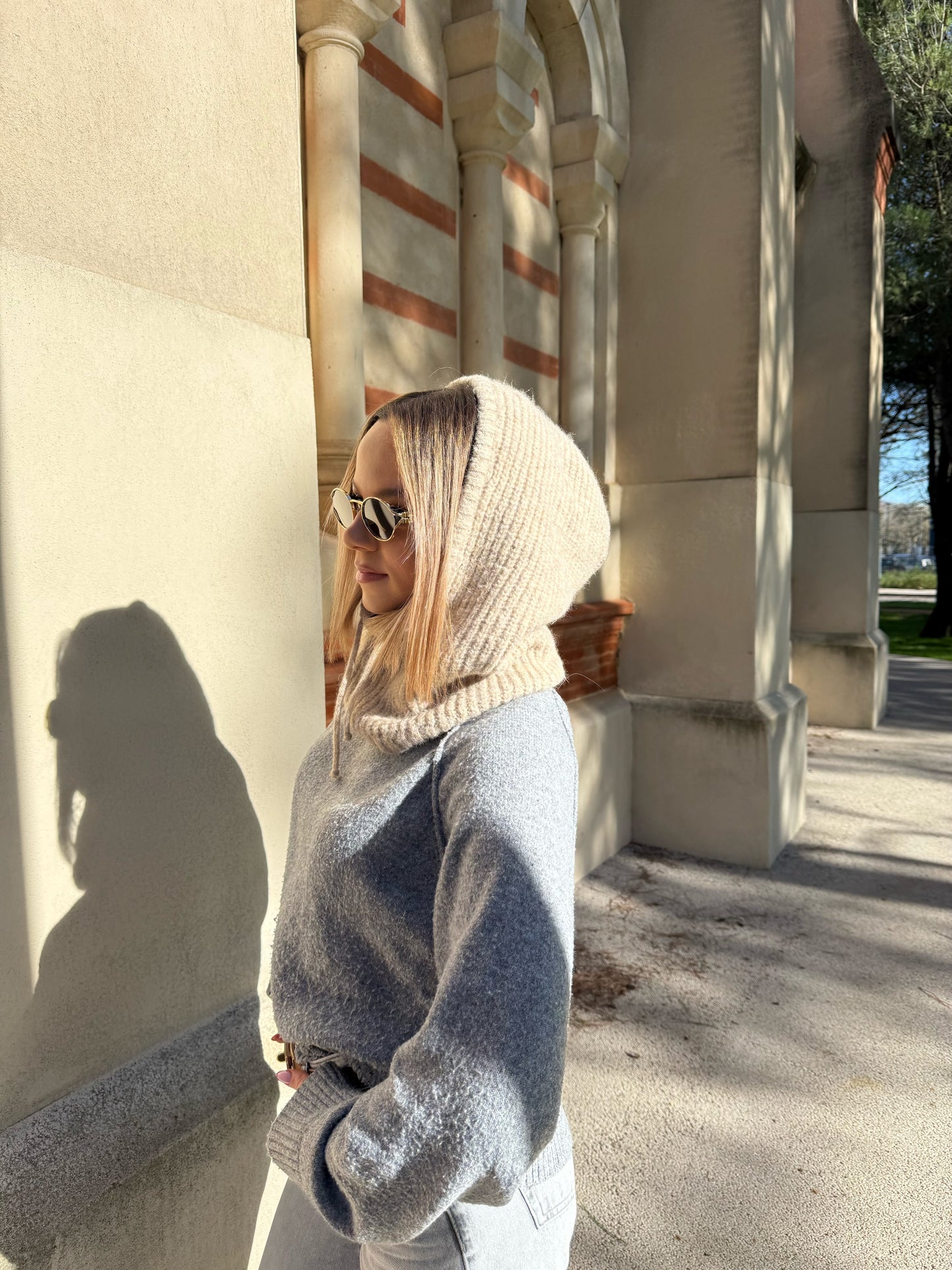 CAGOULE COTELÉE EN LAINE BEIGE