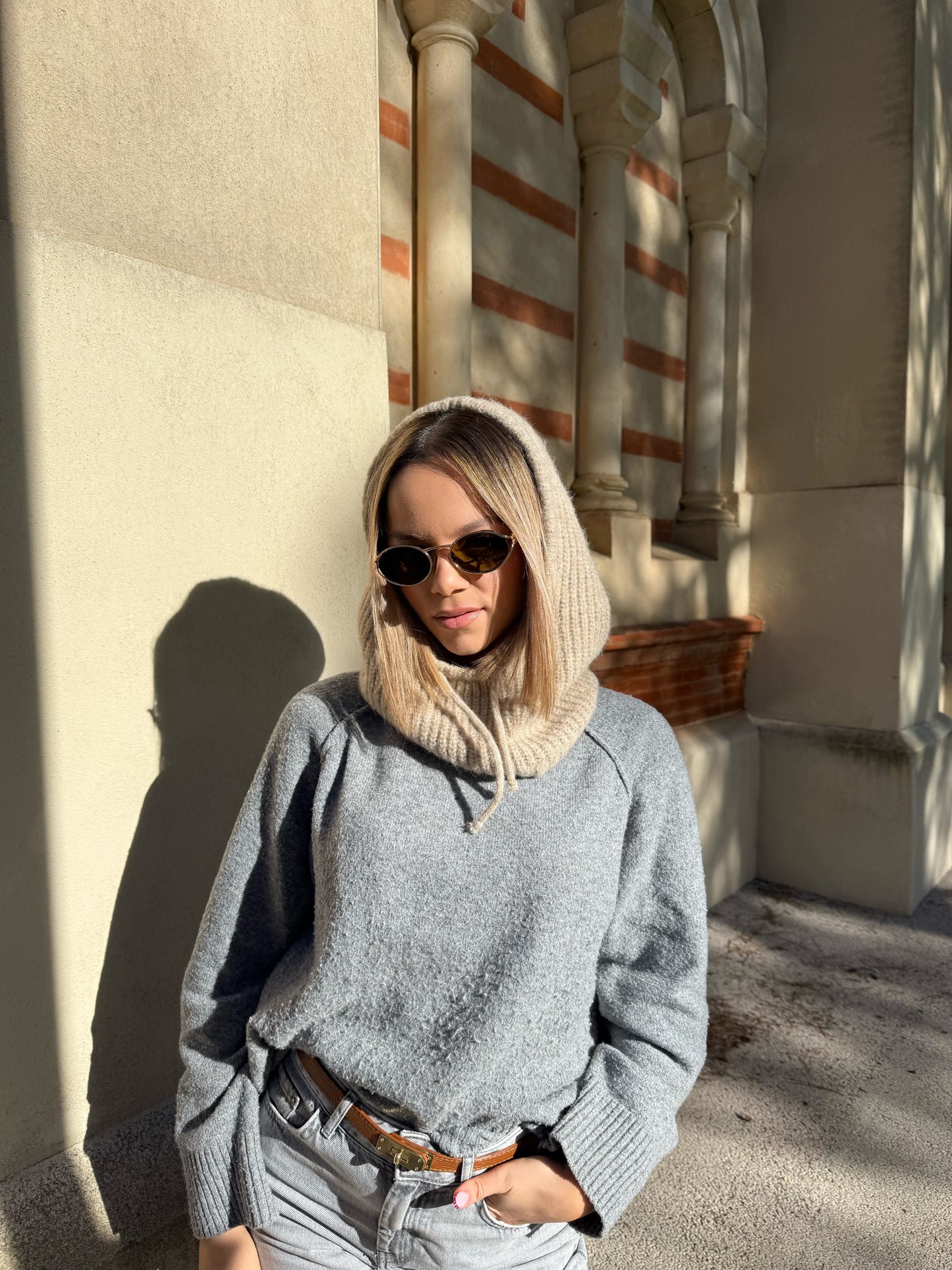 CAGOULE COTELÉE EN LAINE BEIGE