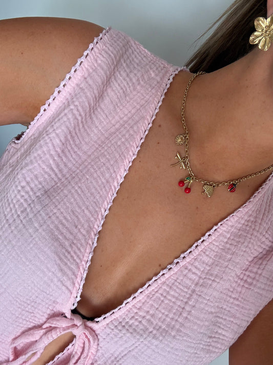 Collier breloques Cerise