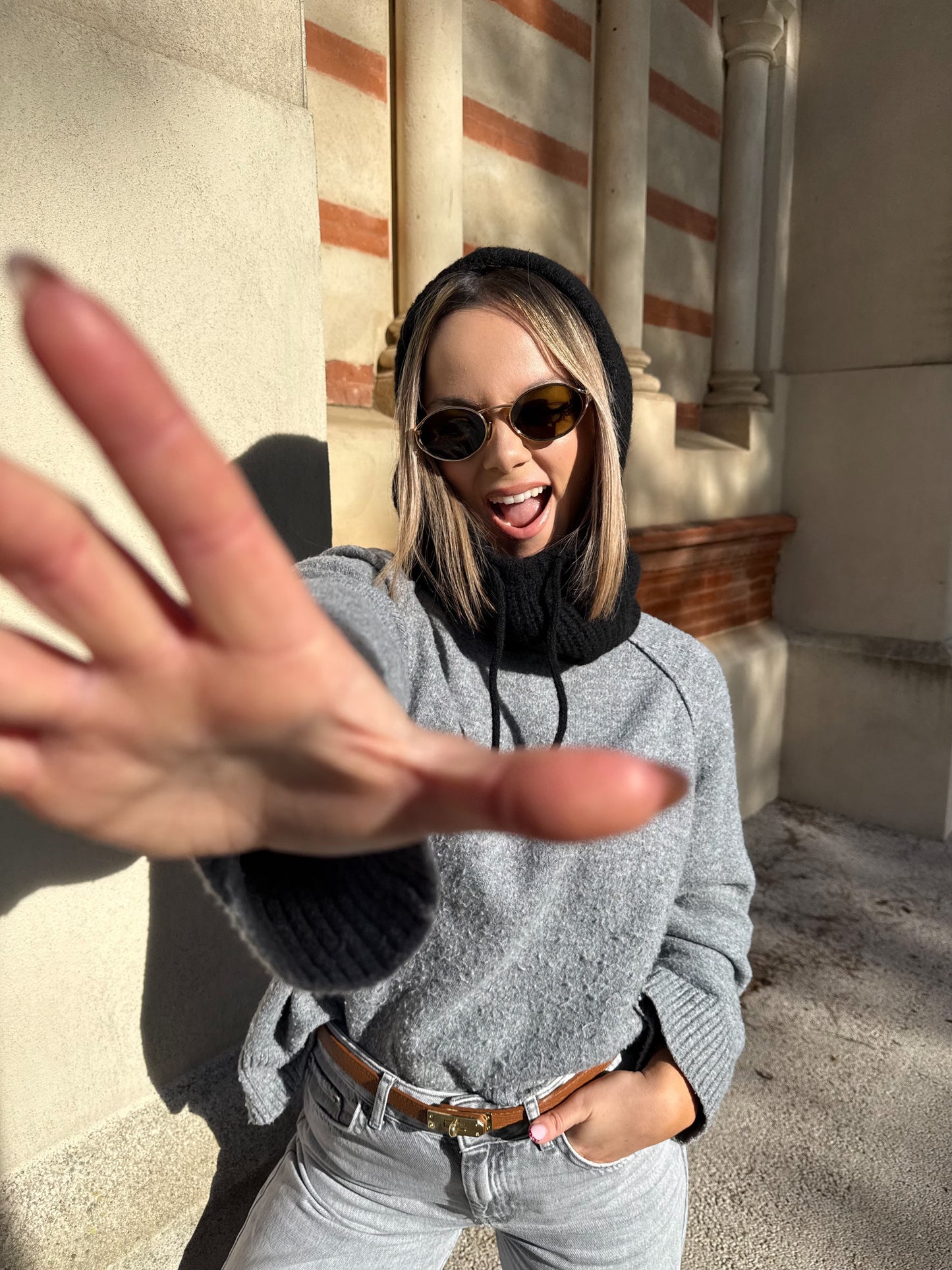 CAGOULE COTELÉE EN LAINE NOIRE