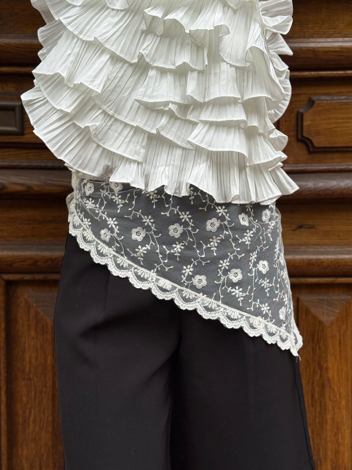 Foulard à dentelle écru